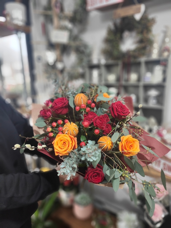 Red and Orange Rose Bouquet