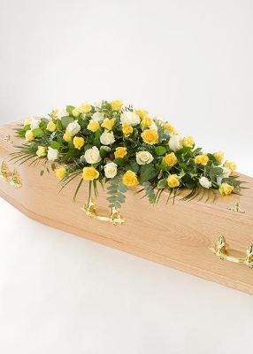 Yellow & White Rose Casket spray