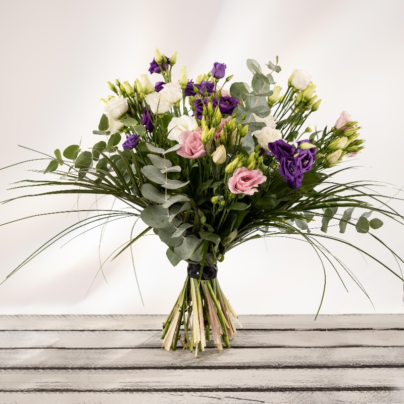 Rainbow lisianthus bouquet