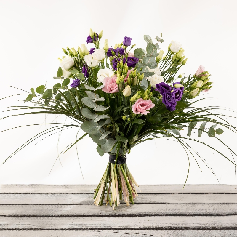 Rainbow lisianthus bouquet