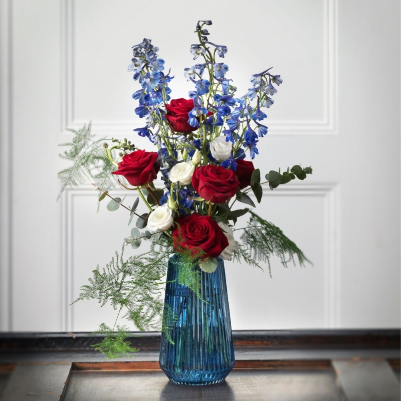 Blue floral vase
