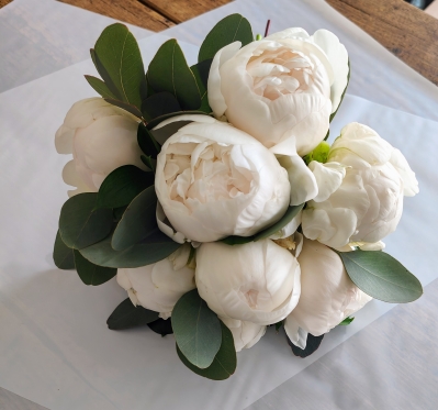 White Peony Hand tied Bouquet