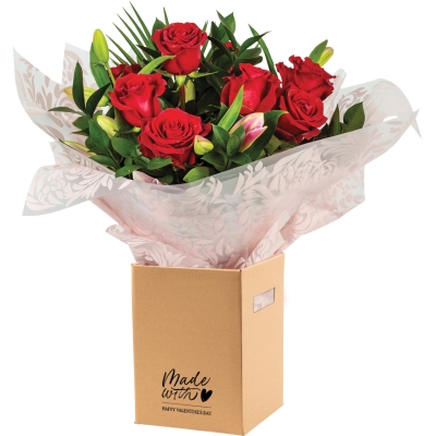Red rose and Lily bouquet