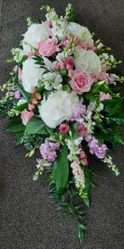Hydrangea and rose spray pink and white