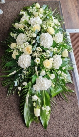 White Hydrangea & Rose Casket Spray