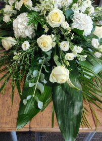 White Hydrangea & Rose Casket Spray
