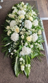 White Hydrangea & Rose Casket Spray