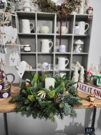 Festive Table Decoration With A Hurricane Vase