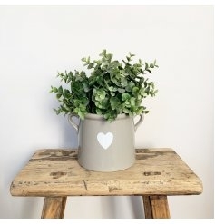 Grey heart pot with ears 13cm