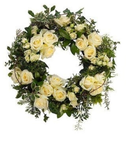 Opulent white rose wreath
